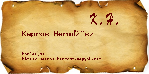 Kapros Hermész névjegykártya